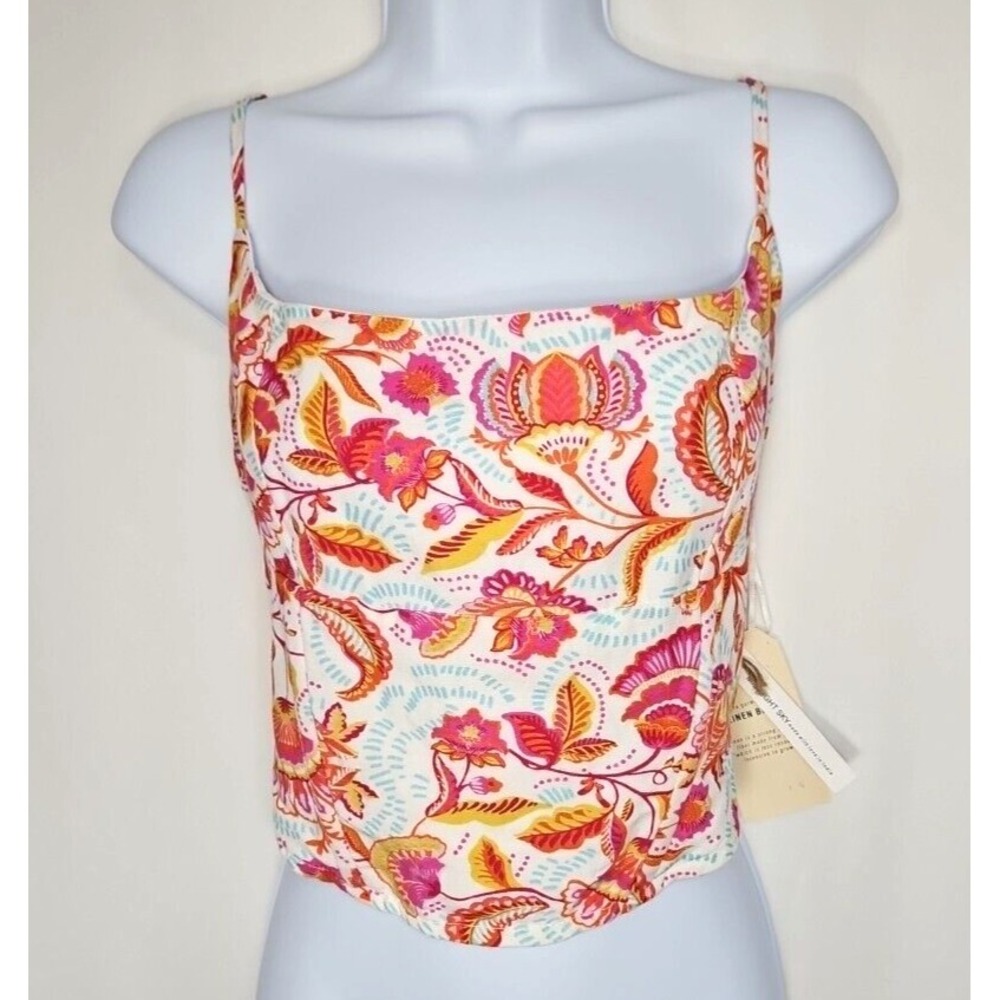 Midnight Sky‎ Juniors Lightweight Cropped Floral Tank Top Size XL - NWT